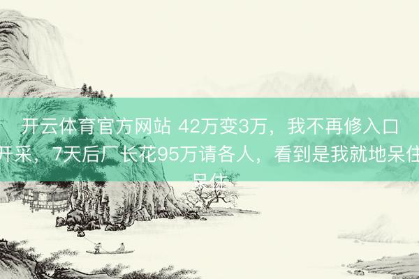开云体育官方网站 42万变3万，我不再修入口开采，7天后厂长花95万请各人，看到是我就地呆住