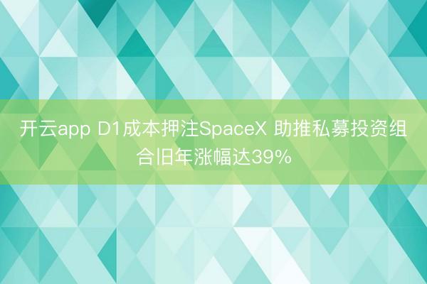 开云app D1成本押注SpaceX 助推私募投资组合旧年涨幅达39%