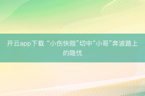 开云app下载 “小伤快赔”切中“小哥”奔波路上的隐忧
