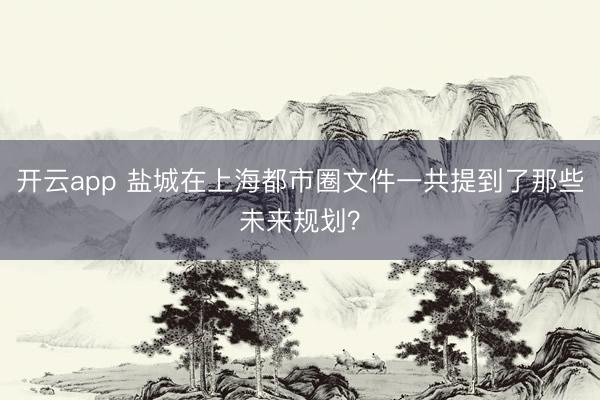 开云app 盐城在上海都市圈文件一共提到了那些未来规划？