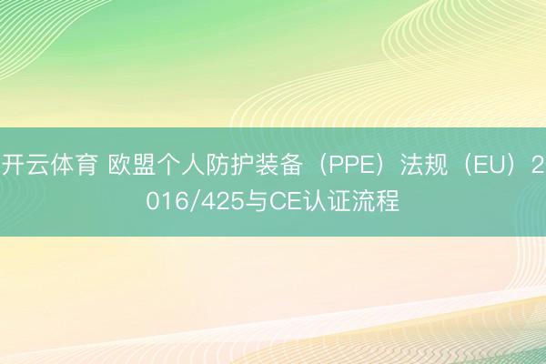 开云体育 欧盟个人防护装备(PPE)法规(EU)2016/425与CE认证流程