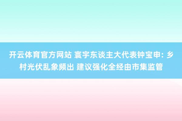 开云体育官方网站 寰宇东谈主大代表钟宝申: 乡村光伏乱象频出 建议强化全经由市集监管