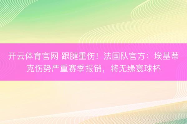 开云体育官网 跟腱重伤！法国队官方：埃基蒂克伤势严重赛季报销，将无缘寰球杯