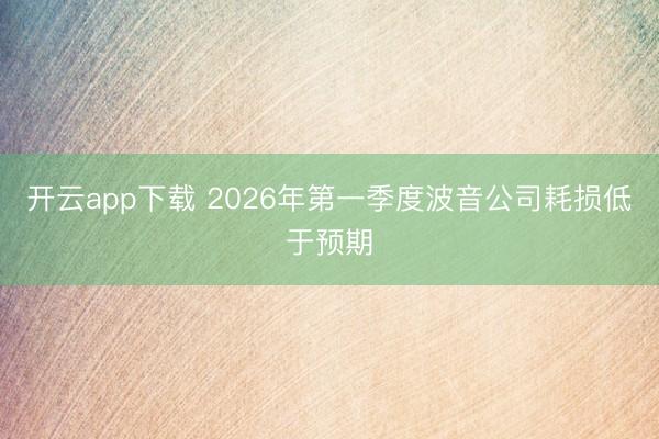 开云app下载 2026年第一季度波音公司耗损低于预期