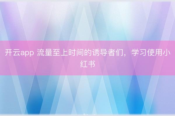 开云app 流量至上时间的诱导者们，学习使用小红书