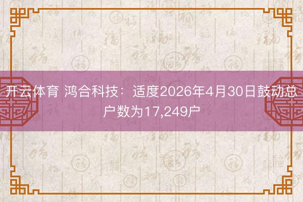 开云体育 鸿合科技：适度2026年4月30日鼓动总户数为17，249户