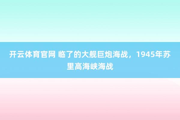 开云体育官网 临了的大舰巨炮海战，1945年苏里高海峡海战