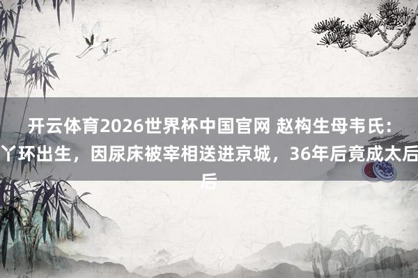 开云体育2026世界杯中国官网 赵构生母韦氏：丫环出生，因尿床被宰相送进京城，36年后竟成太后