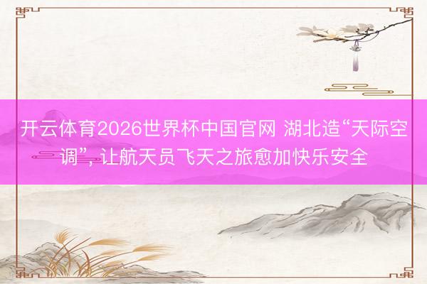 开云体育2026世界杯中国官网 湖北造“天际空调”， 让航天员飞天之旅愈加快乐安全