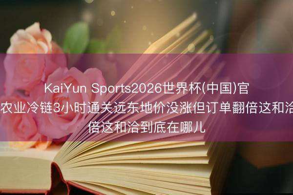 KaiYun Sports2026世界杯(中国)官方网站 中俄农业冷链3小时通关远东地价没涨但订单翻倍这和洽到底在哪儿