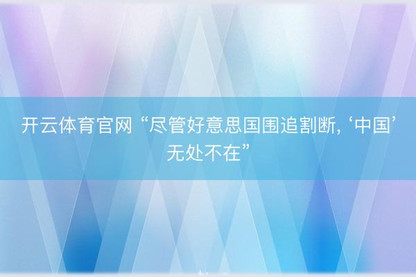 开云体育官网 “尽管好意思国围追割断， ‘中国’无处不在”