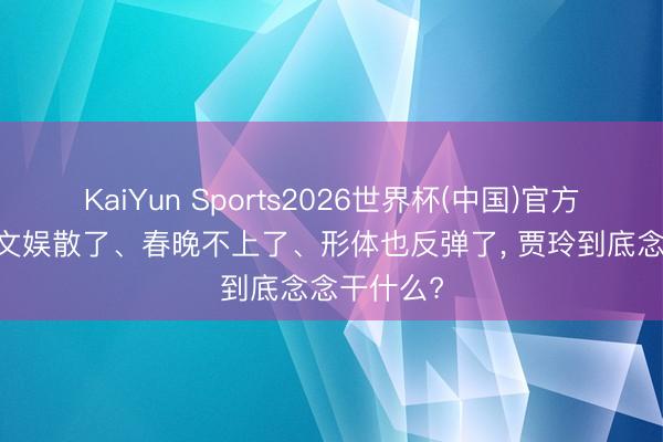 KaiYun Sports2026世界杯(中国)官方网站 大碗文娱散了、春晚不上了、形体也反弹了， 贾玲到底念念干什么?