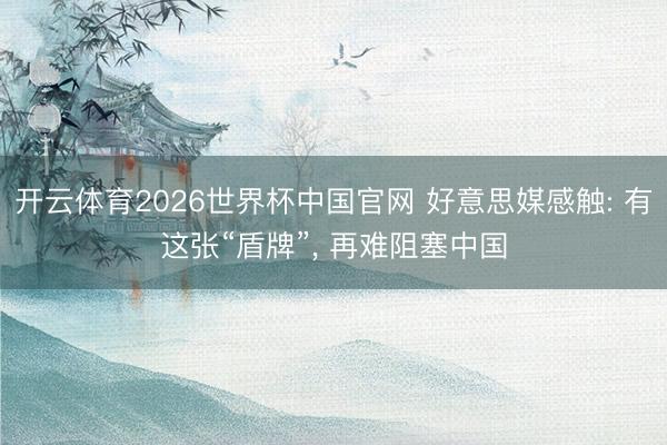 开云体育2026世界杯中国官网 好意思媒感触: 有这张“盾牌”， 再难阻塞中国